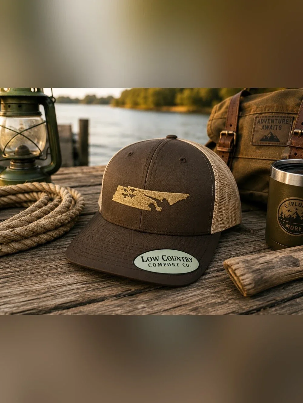 🌲🏕️ Low Country Comfort Co Tennessee Trucker Hat Brown Tan Mesh Snapback NWT